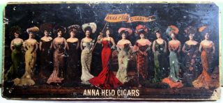 Early 1900’s Anna Held Color Cigar Advertising Sign With Anna Held Sadie Girls