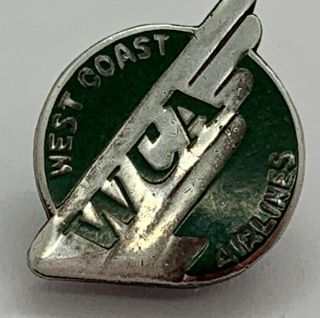 Vintage Sterling Green Enamel West Coast Airlines Pin