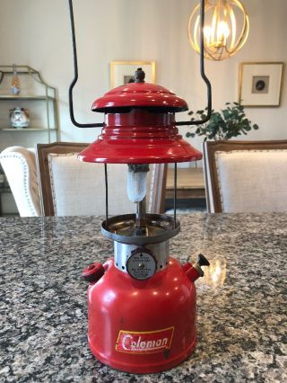 Vintage Coleman Lantern 200a,  1956 9/56 Single Mantle Red