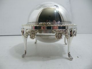 Vintage Silver Plated Domed Roll Top Butter/caviar Dish Glass Insert