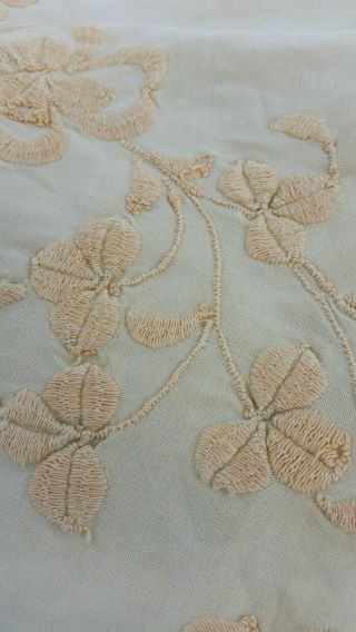 Large Vintage Embroidered Tablecloth 86 " × 94 " Cream Cond /bed Throw
