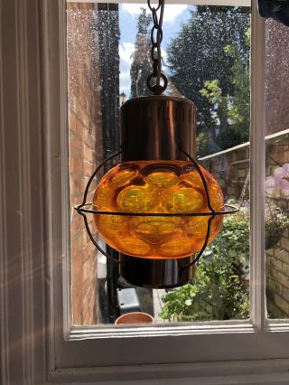 1960’s/70’s Vintage Retro Amber Glass Ceiling Light