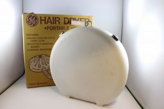 Vintage Ge Portable Hair Dryer With Ivory Hat Box Style Case
