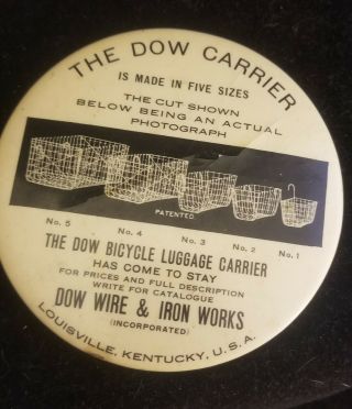 Vintage Advertising Celluloid Pocket Mirror: Dow Bicycle Baskets Louisville,  Ky.