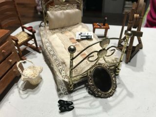 Vintage Dollhouse Bedroom Set With All The