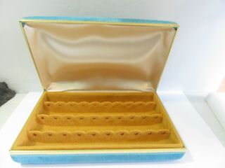 Mele Blue Velvet Earring Traveling Case Vintage Jewelry Box