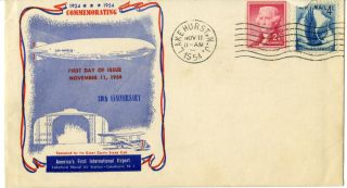 Uss Los Angeles Zr - 3 Us Navy Airship 30th Anniversary Event Cover Stamp 1954