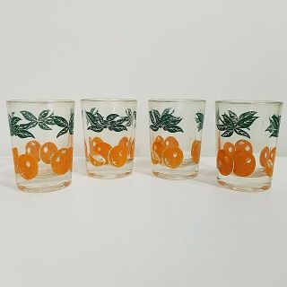 Set Of 4 Vintage 4oz Federal Glass Orange Juice Glasses 3 " Mid Century Drinkware
