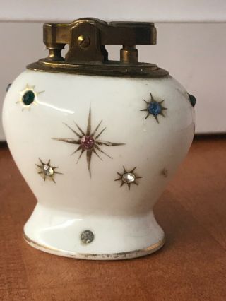 Vintage Porcelain Mid Century Modern Atomic Starburst Japan Rhinestone LIGHTER 2
