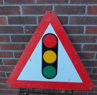 Vintage Traffic Light Sign Metal Ideal Decor Display Man Cave Warning Sign