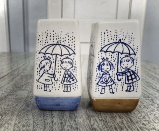 Vintage Mid Century Holt Howard Salt & Pepper Shakers 1964 Boy & Girl Umbrella