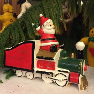 Vintage Holt Howard Santa Express Train Ceramic Christmas Planter 1950 