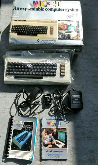 Commodore Vic - 20 Computer With Power Supply Tv Connector Box & More