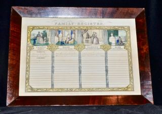 Holiday Gift Antique 1840s Nantucket Coffin Family Register Period Glass & Frame