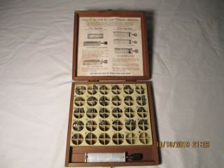 Vintage Type For Kingsley Stamping Machine W/ 18 Pt Stick In Wooden Box