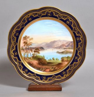 Fine Quality Antique Wedgwood Porcelain Hand Painted Cabinet Plate Switzerland