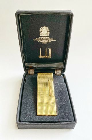Vintage Dunhill Rollagas Gold Lighter Re24163 Made In Switzerland - Box