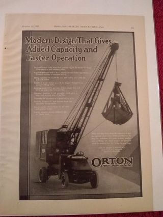 Vintage 1929 Ad Advertisement Orton Model A Truck Crane Mounted On Mack Truck