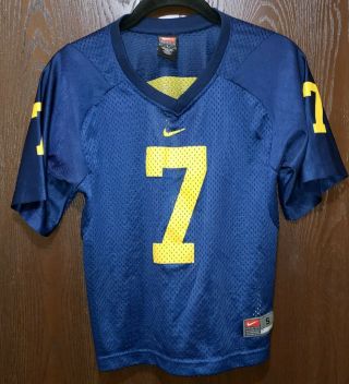 Vintage Blue Nike Michigan Wolverines 7 Football Jersey Youth Small 8