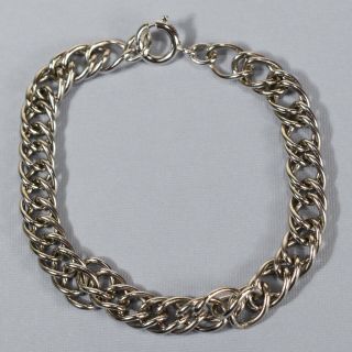 Vintage Sterling Silver Double Link 7 " Bracelet / Charm Bracelet - - 1119