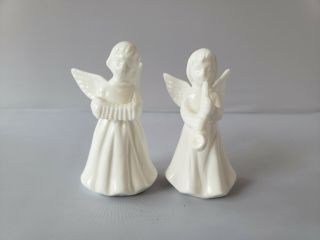 Vintage Musical Angel Figurines 3.  25 " White Ceramic Saxophone Accordion