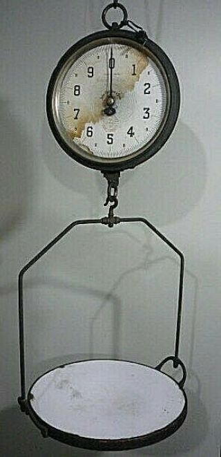Antique John Chatillon & Sons Hanging Scale & Porcelain Tray General Store,  Farm