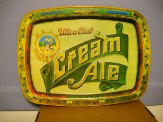 Vintage Utica Club Cream Ale Beer Tin Tole Tray Ny West End Brewing Man Cave