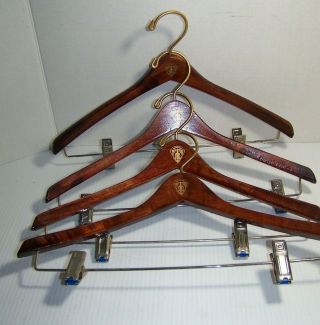 4 - Vintage Gucci Wooden Clothes Hanger With Pant / Skirt Clips 15.  5 " Wide