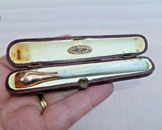 Antique Mother Of Pearl & 9ct Gold Cigarette Holder - Box – London 1925
