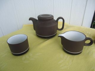 Vintage Retro Hornsea Pottery Contrast Teapot Jug & Sugar Bowl Tea Set