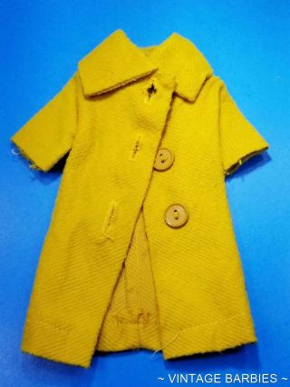 Barbie Doll Sized Yellow Coat Near Vintage 1960 