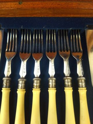 Vintage Antique Silver ware flatware forks knives box Civil war era ? RARE 2