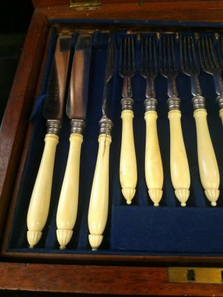 Vintage Antique Silver ware flatware forks knives box Civil war era ? RARE 3