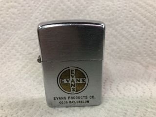 Vintage Zippo Lighter.  3 Barrel Hinge.  Advertising Evans Products Oregon
