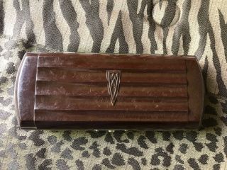 Vintage Art Deco Bakelite Hinged Box Trinket Cigarette Powder Box Dark Brown