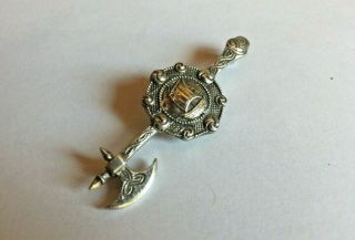 Vintage Silver Axe & Viking Shield Brooch/Pin Scottish Clan Alexander Ritchie? 2