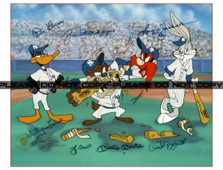 York Yankees Looney Tunes Cel.  Very Rare.  Signed By The Legends.  Reprint