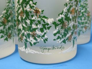 Georges Briard double Old Fashioned bar Glass set of 4 Christmas Trees frosted 2