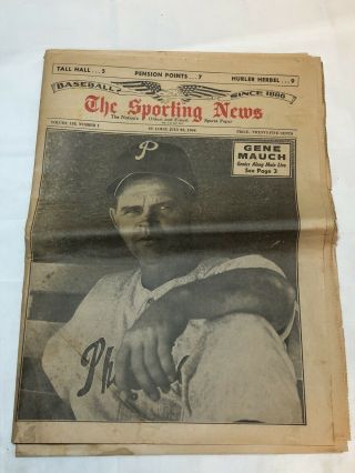 The Sporting News Newspaper July 25,  1964 Gene Mauch Hank Arron Roberto Clemente