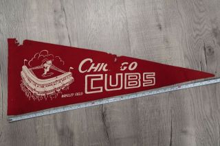 Chicago Cubs Vintage 1940s Mlb Felt Pennant Flag Banner Baseball Wrigley Field