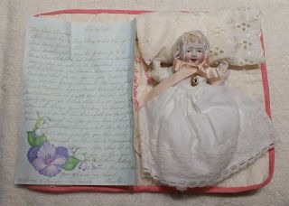 Estate 1920’s Vintage Antique Porcelain Doll - With Story,  Letter