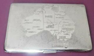 Vintage Cigarette Case.  Gold Plated With Map Of Uk & Australia