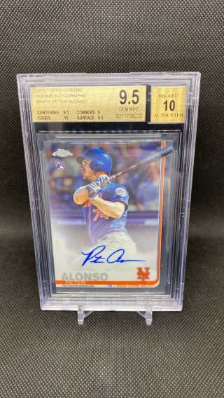2019 Topps Chrome Peter Pete Alonso Rc Auto Bgs 9.  5/10 Gem Mets Roy