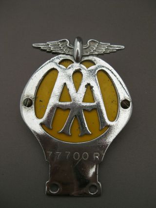 Vintage Aa Motorcycle Badge - Dated From 1946 - 56