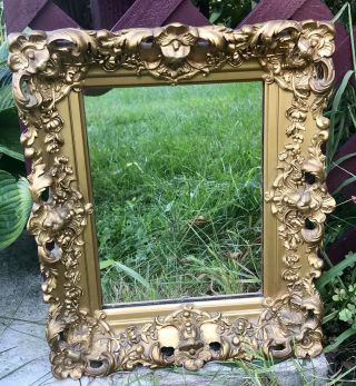 Antique Victorian Wood And Gilt Gesso Framed Mirror Ornate Baroque 17 " X 14 "