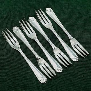 Set Of 6 Vintage Rodd Acanthus Silver Plated Epns Cake Forks Engagement Gift ?