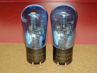 Pair,  Arcturus Type 27 Vintage Globe Shaped Blue Radio/audio Tubes,  Good