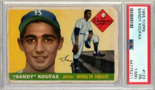 Sandy Koufax 1955 Topps Rookie Rc 123 Psa 1 (mk) Pr Brooklyn Dodgers Hof