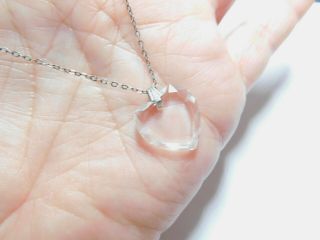 Crystal Heart Sterling Silver Chain Pendant Necklace Vintage