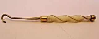 Mother Of Pearl Swirl Handle Button Hook Vintage